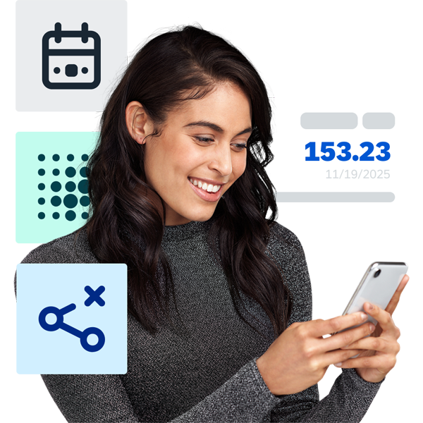 Woman working on the apps on her phone.