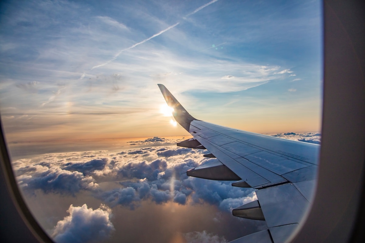 View of sky from plane window