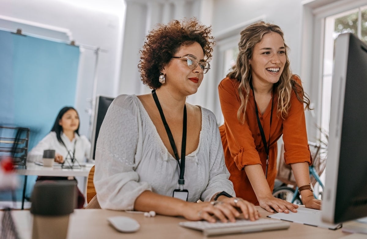 two women on computer