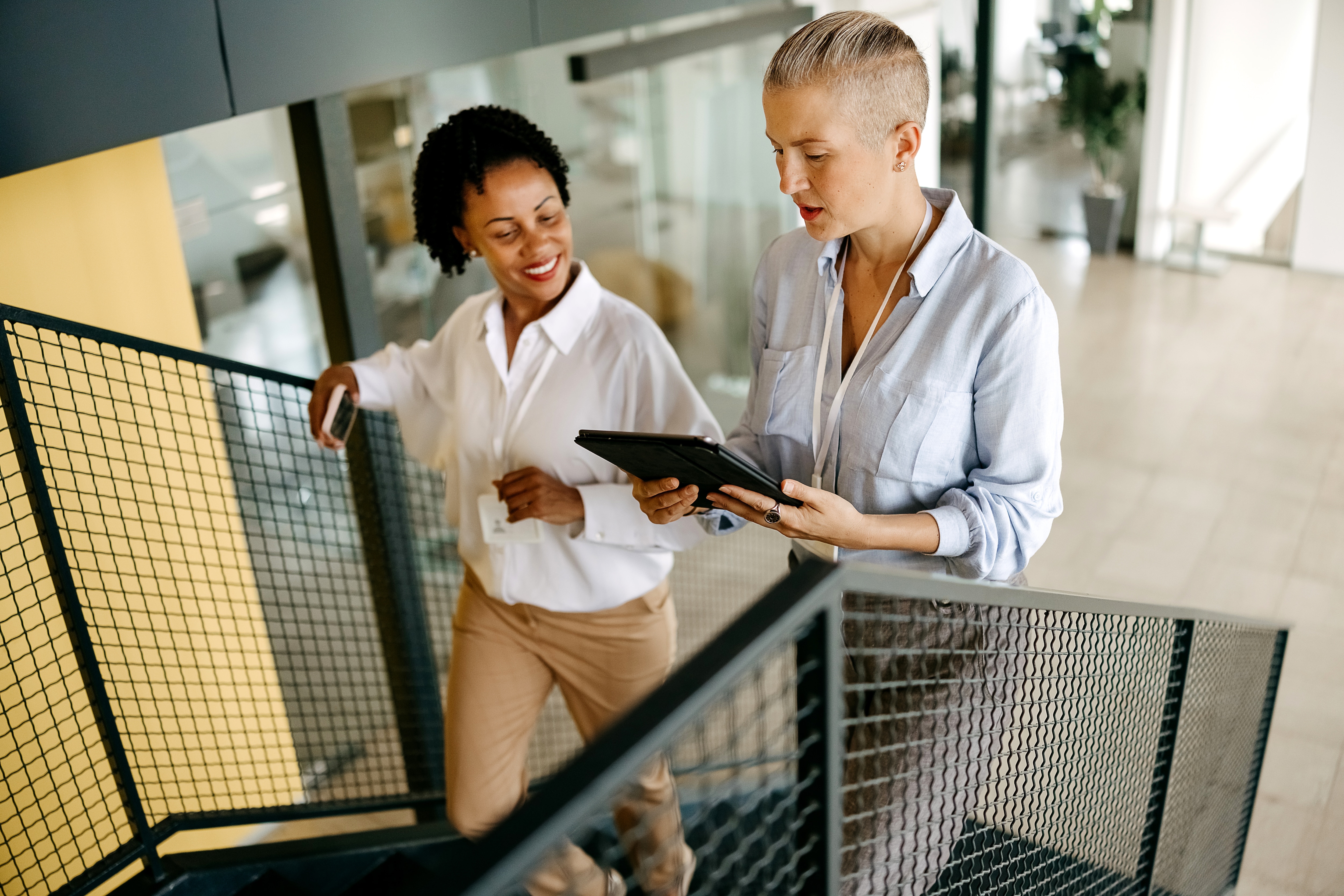 Two people working together