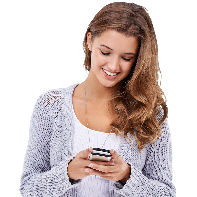 Woman working on phone