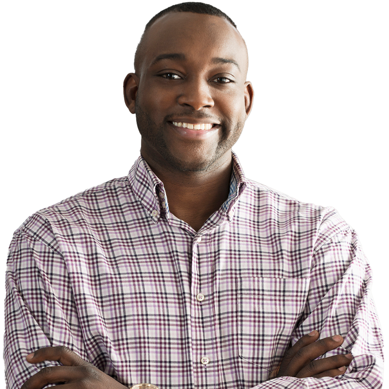 Man smiling and looking at viewer