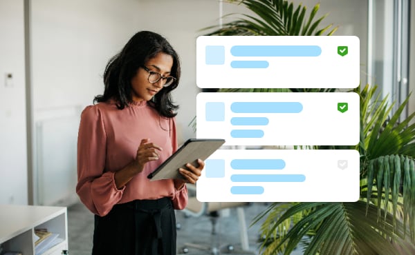 woman using program on ipad