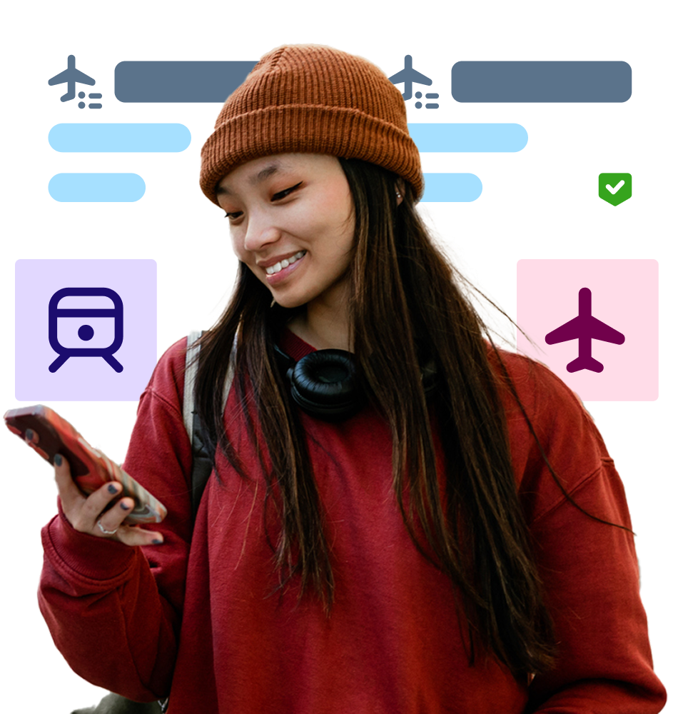 Woman excited about traveling