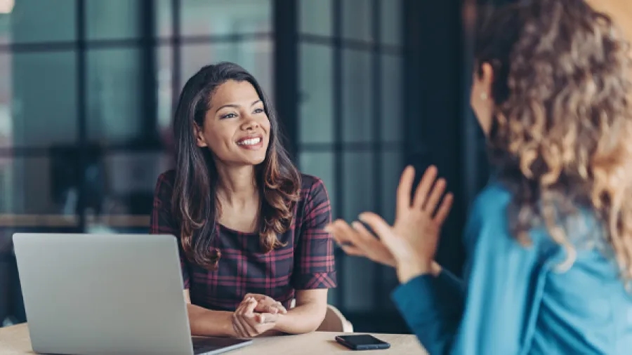 Two women talking