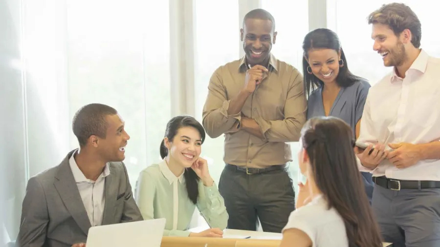 people working in an office