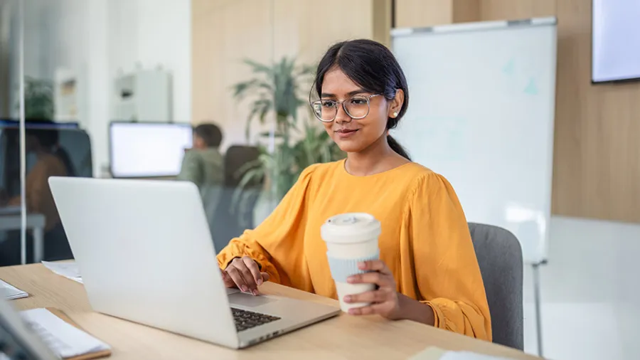 woman using computer