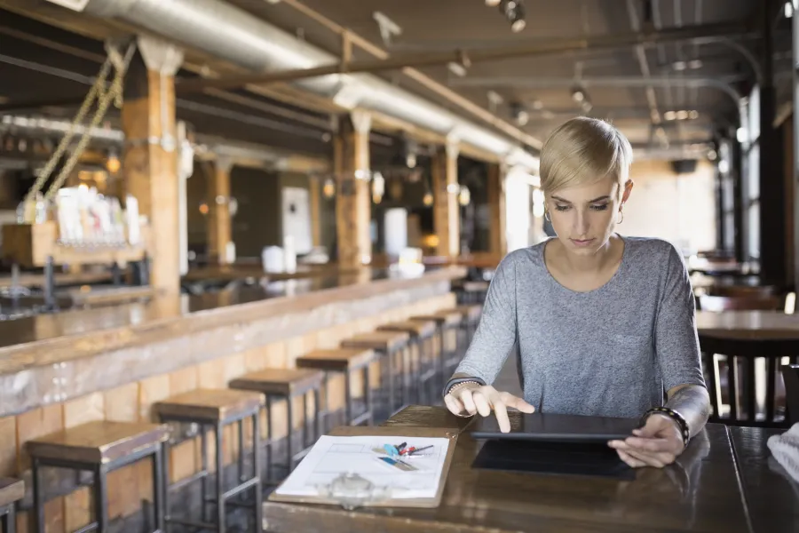 woman working on a tablet