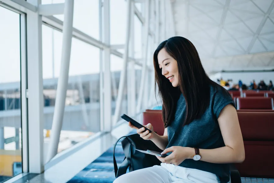 business traveler at the airport