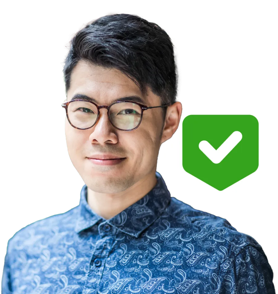 Man who is excited about a completion