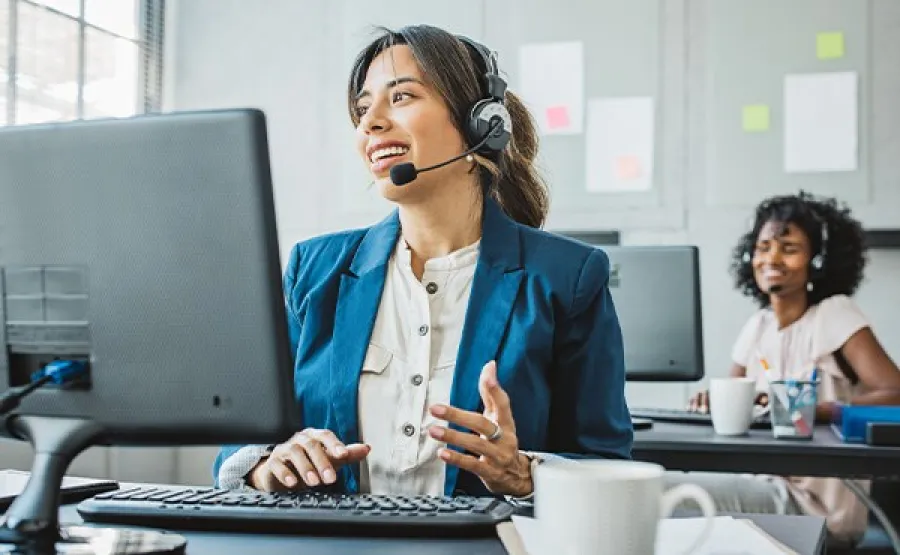 support representative assisting customer