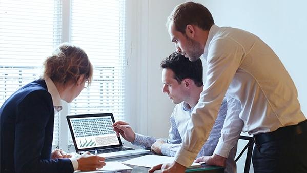 Team working on computer