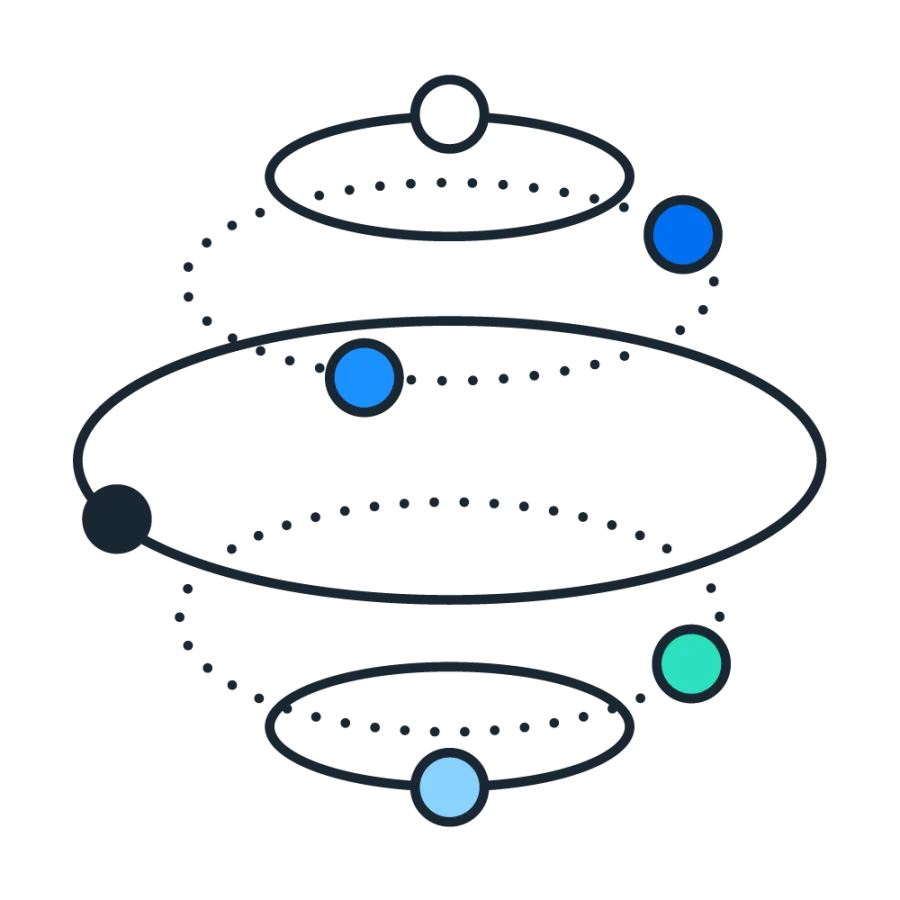 graphic of circles of data syncing