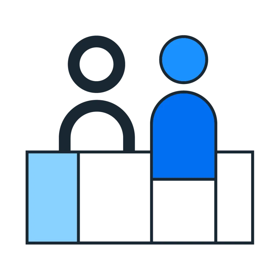 graphic of two people talking