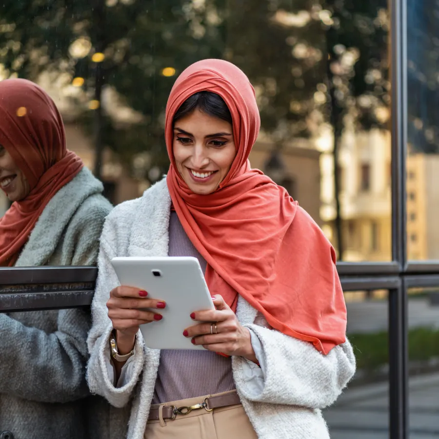 woman working on a tablet