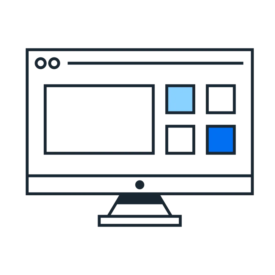 graphic of computer screen with boxes
