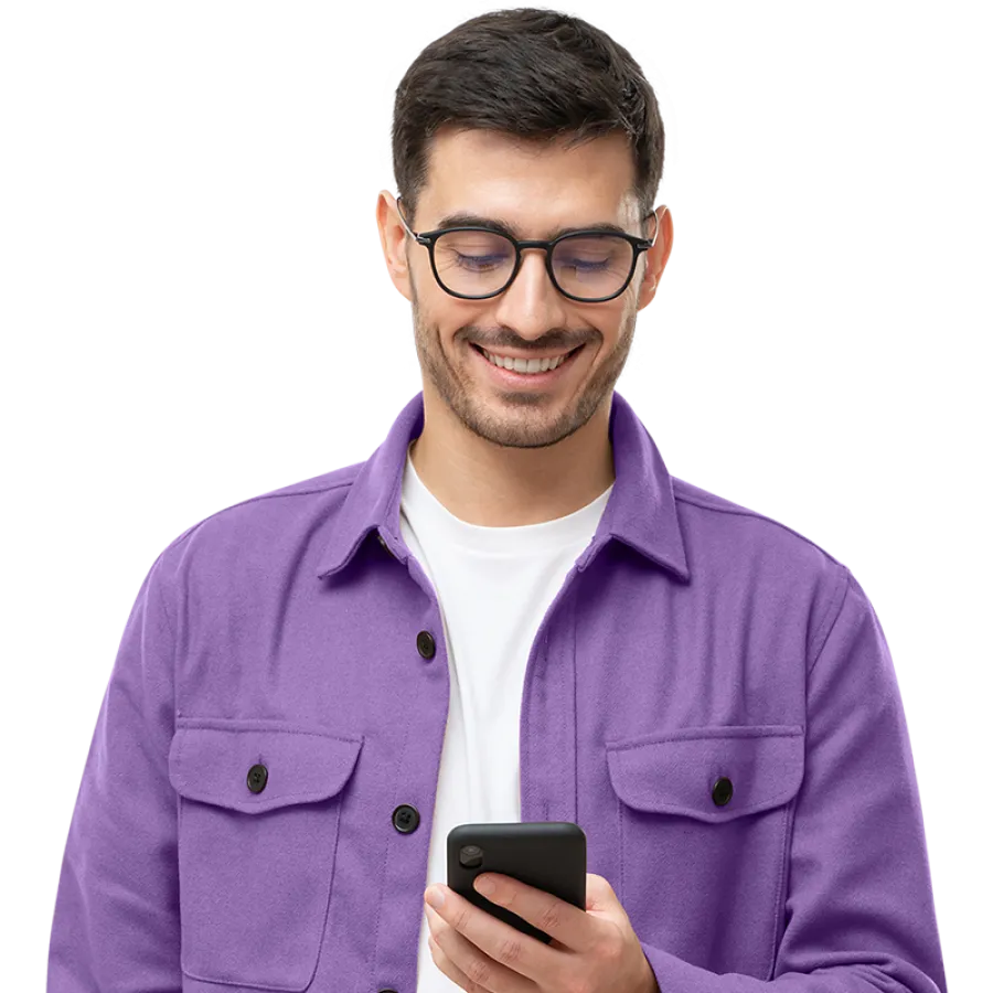 man looking at phone