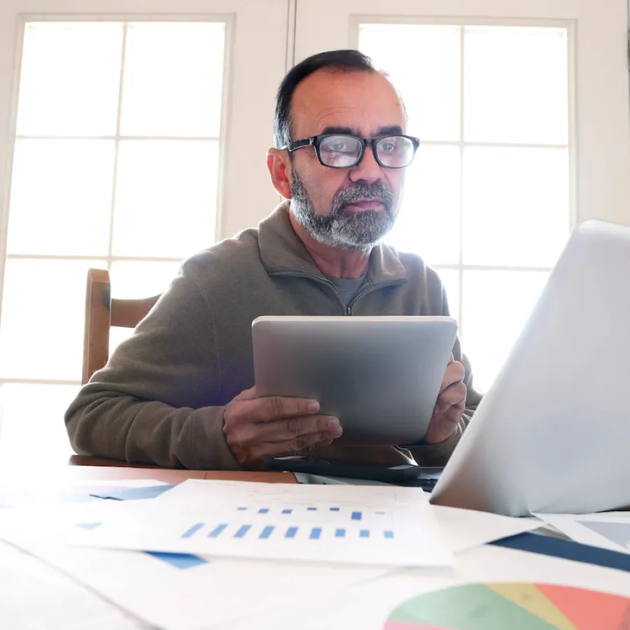 man working at computer