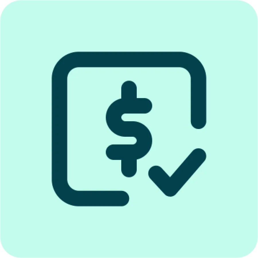 graphic of dollar sign and checkmark