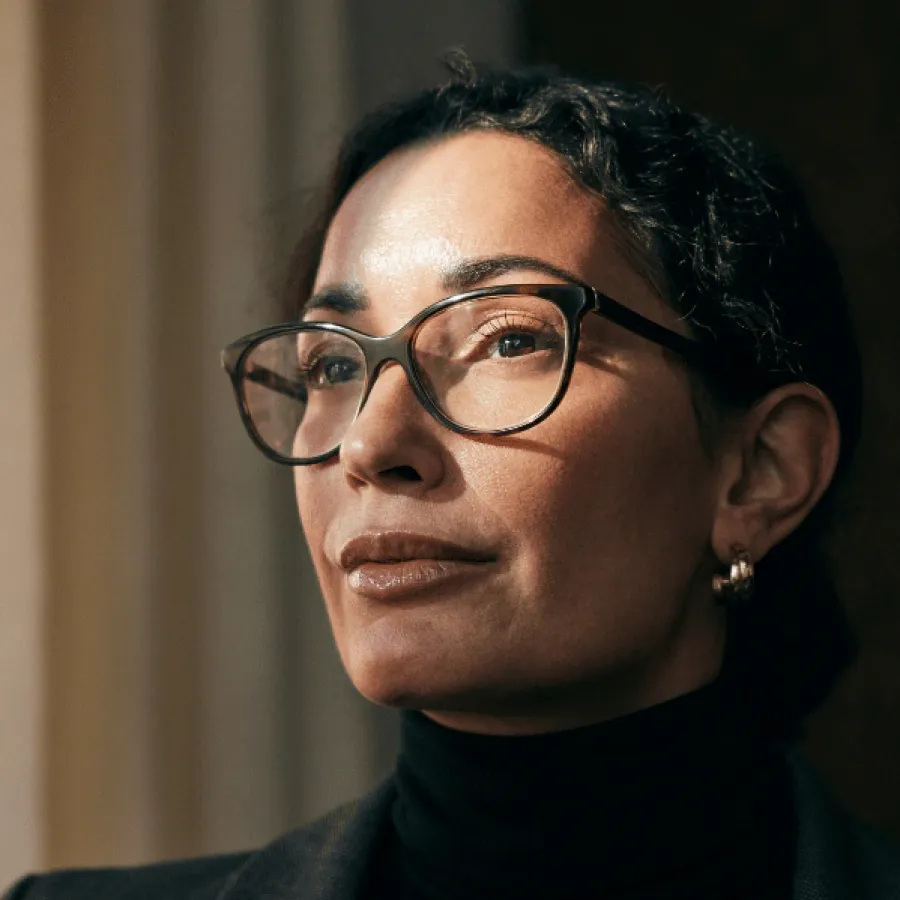 Woman wearing glasses