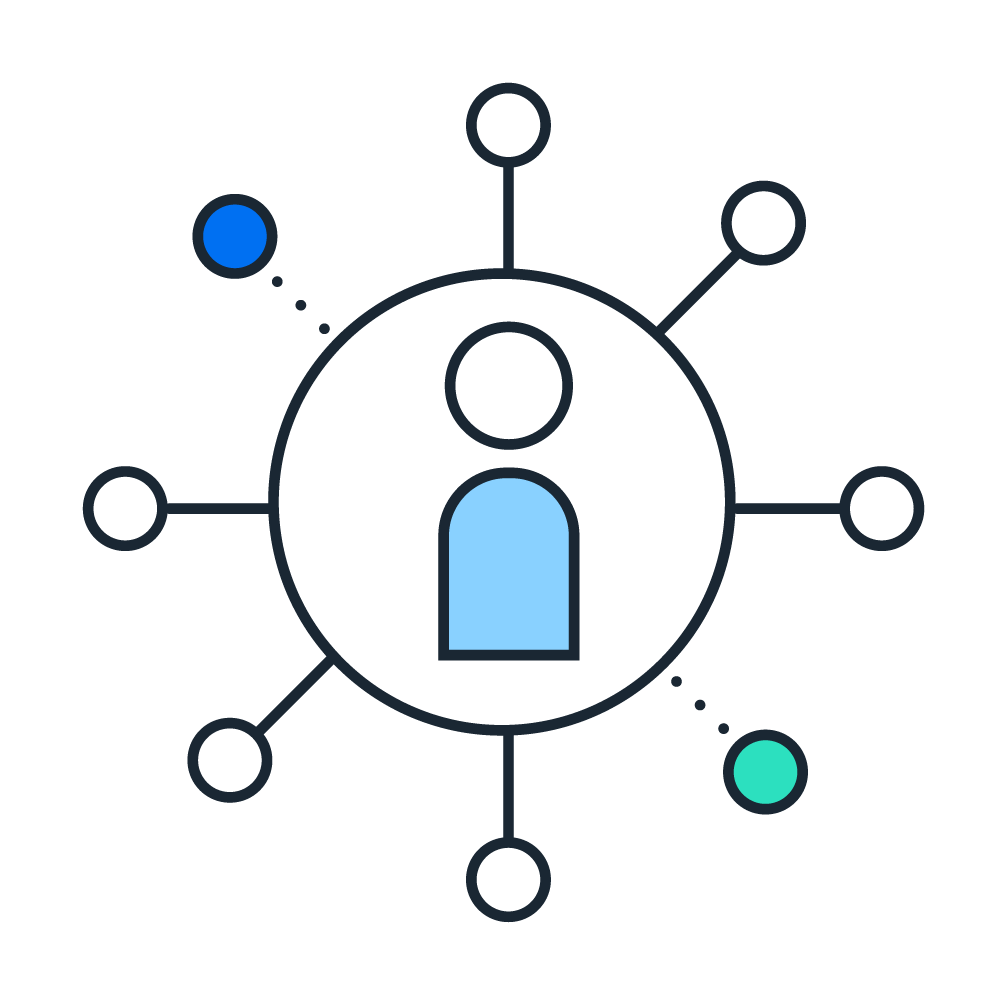 person with dots connecting