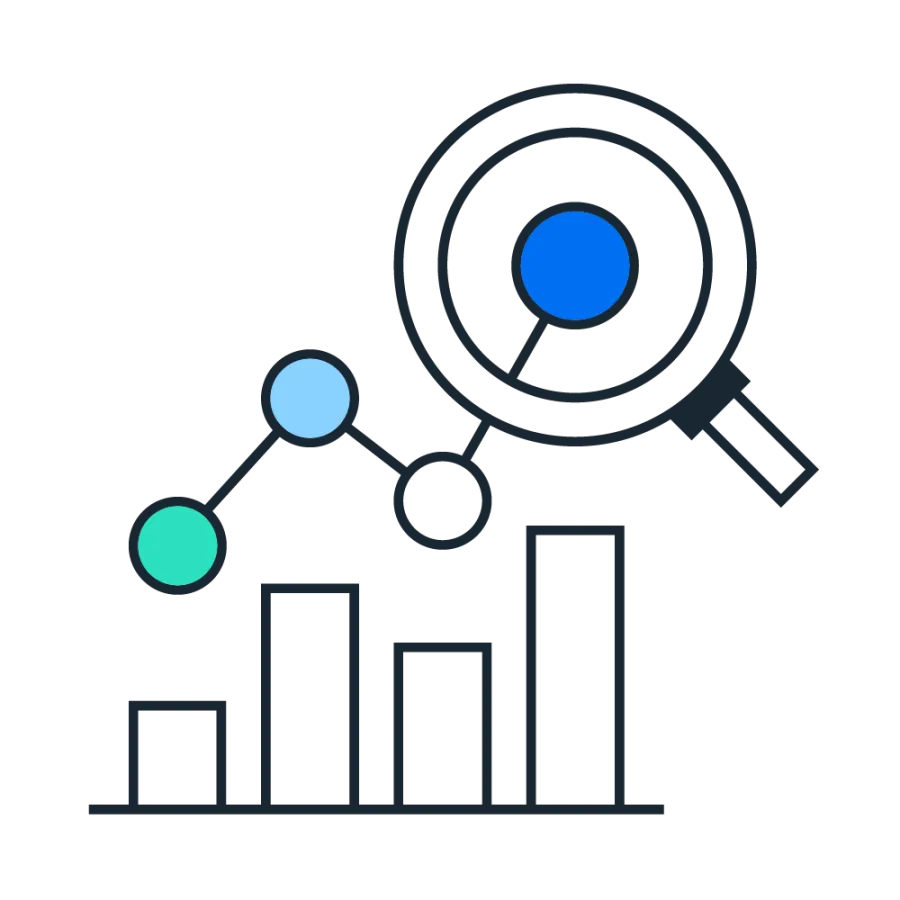 graph with magnifying glass