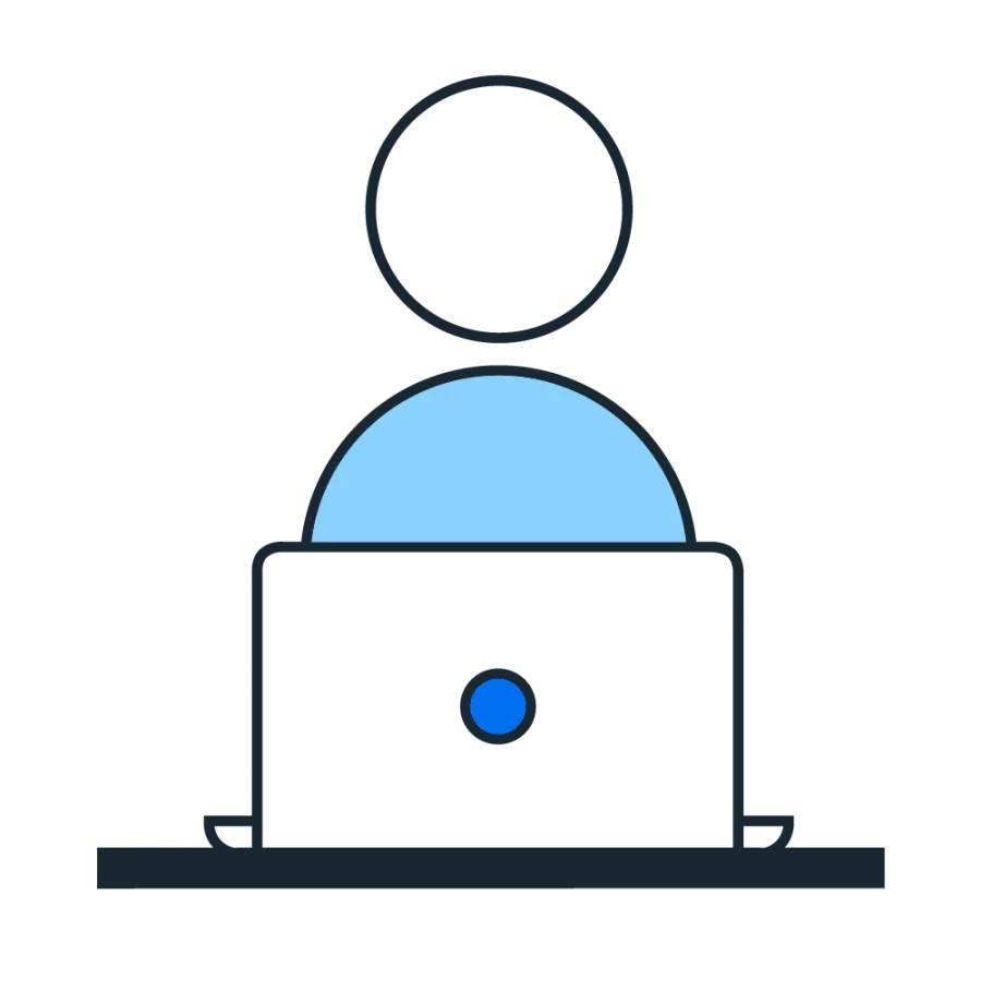 graphic of person on a laptop