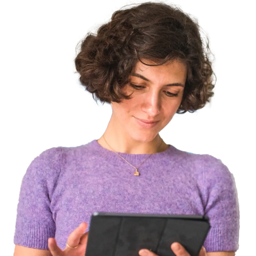 person looking at a tablet