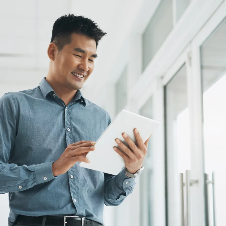 man using a tablet